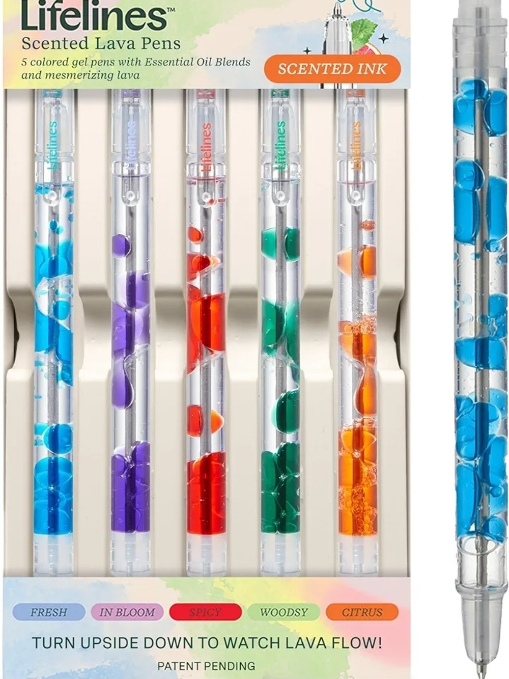 Lifelines Essential Oil Infused Scented Lava Lamp Gel Pen Set, 5-Pack - 0.5mm